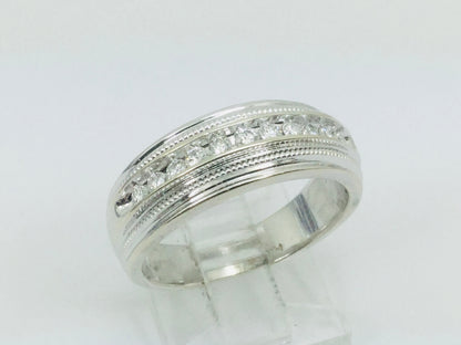14k White Gold Round Cut 28pt Channel Set Diamond Band Ring