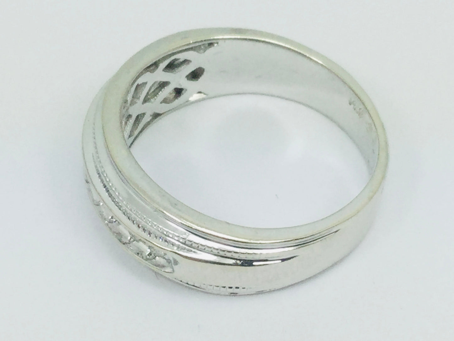 14k White Gold Round Cut 28pt Channel Set Diamond Band Ring