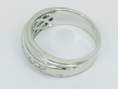 14k White Gold Round Cut 28pt Channel Set Diamond Band Ring