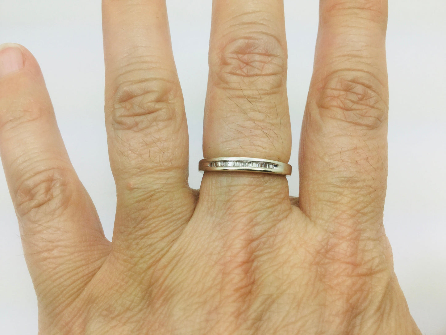 14k White Gold Baguette Cut 18pt Channel Set Diamond Band Ring