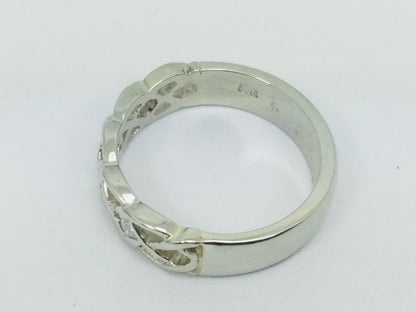 14k White Gold Round Cut 14pt Diamond Celtic Design Band Ring
