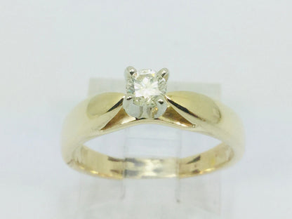 14k Yellow Gold Round Cut 0.17ct Solitaire Diamond Ring