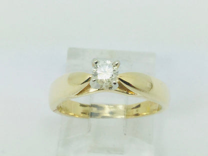 14k Yellow Gold Round Cut 0.17ct Solitaire Diamond Ring