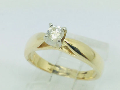 14k Yellow Gold Round Cut 0.17ct Solitaire Diamond Ring