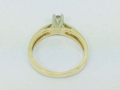14k Yellow Gold Round Cut 0.17ct Solitaire Diamond Ring