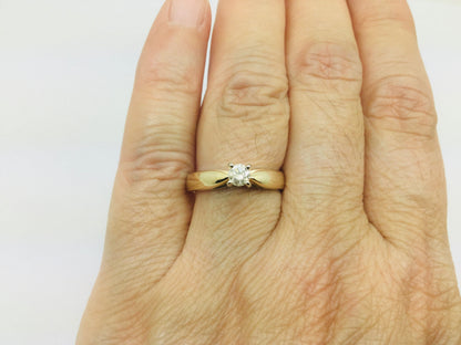 14k Yellow Gold Round Cut 0.17ct Solitaire Diamond Ring