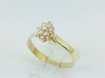 10k Yellow Gold Round Cut 0.25ct Diamond Cluster Ring