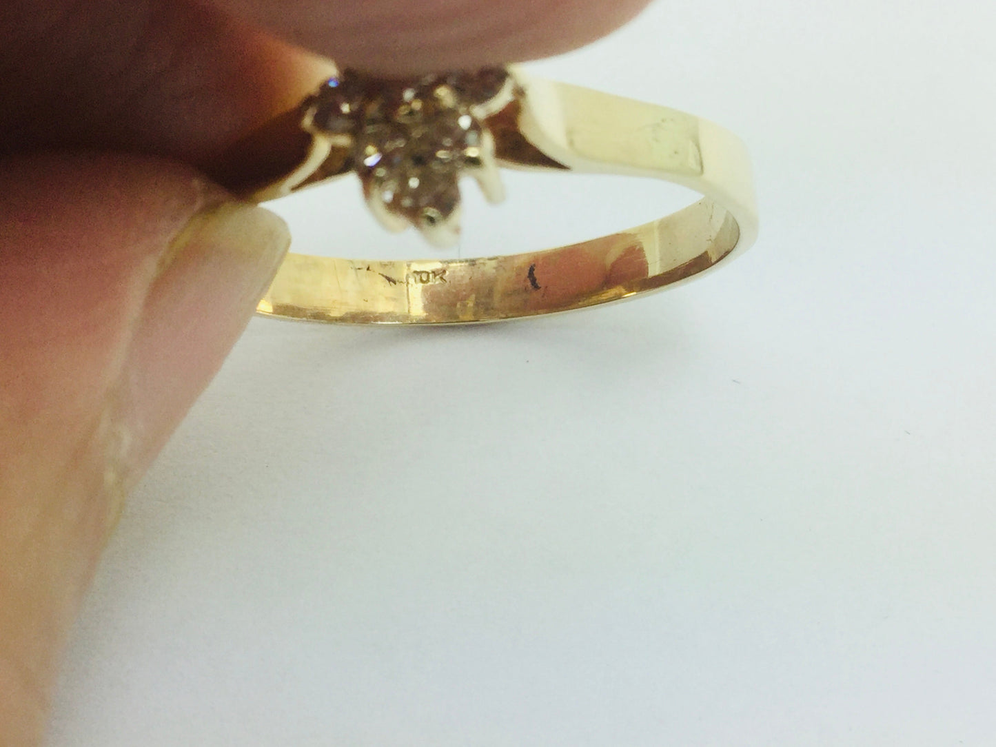 10k Yellow Gold Round Cut 0.25ct Diamond Cluster Ring