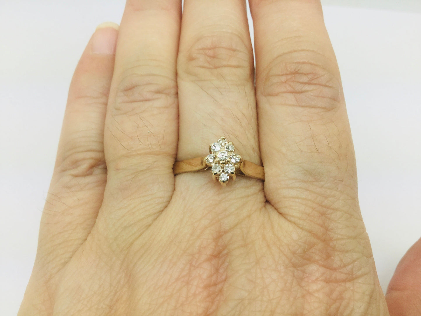 10k Yellow Gold Round Cut 0.25ct Diamond Cluster Ring