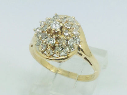 14k Yellow Gold Round Cut 40pt Diamond Cluster Ring