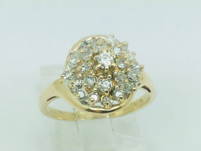 14k Yellow Gold Round Cut 40pt Diamond Cluster Ring