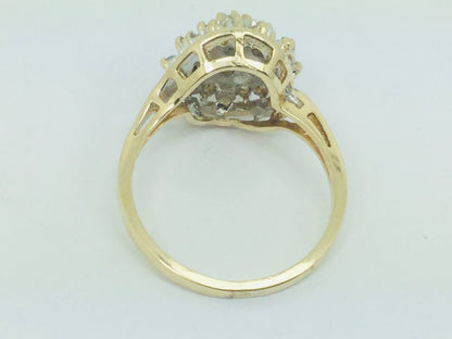 14k Yellow Gold Round Cut 40pt Diamond Cluster Ring