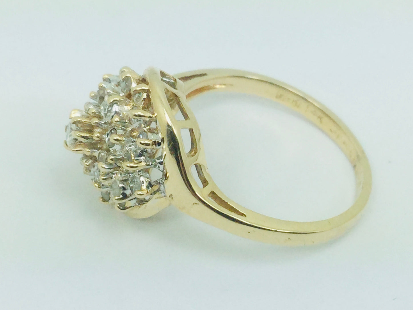 14k Yellow Gold Round Cut 40pt Diamond Cluster Ring