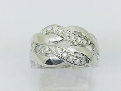 14k White Gold Round Cut 36pt Diamond Row Set Ring