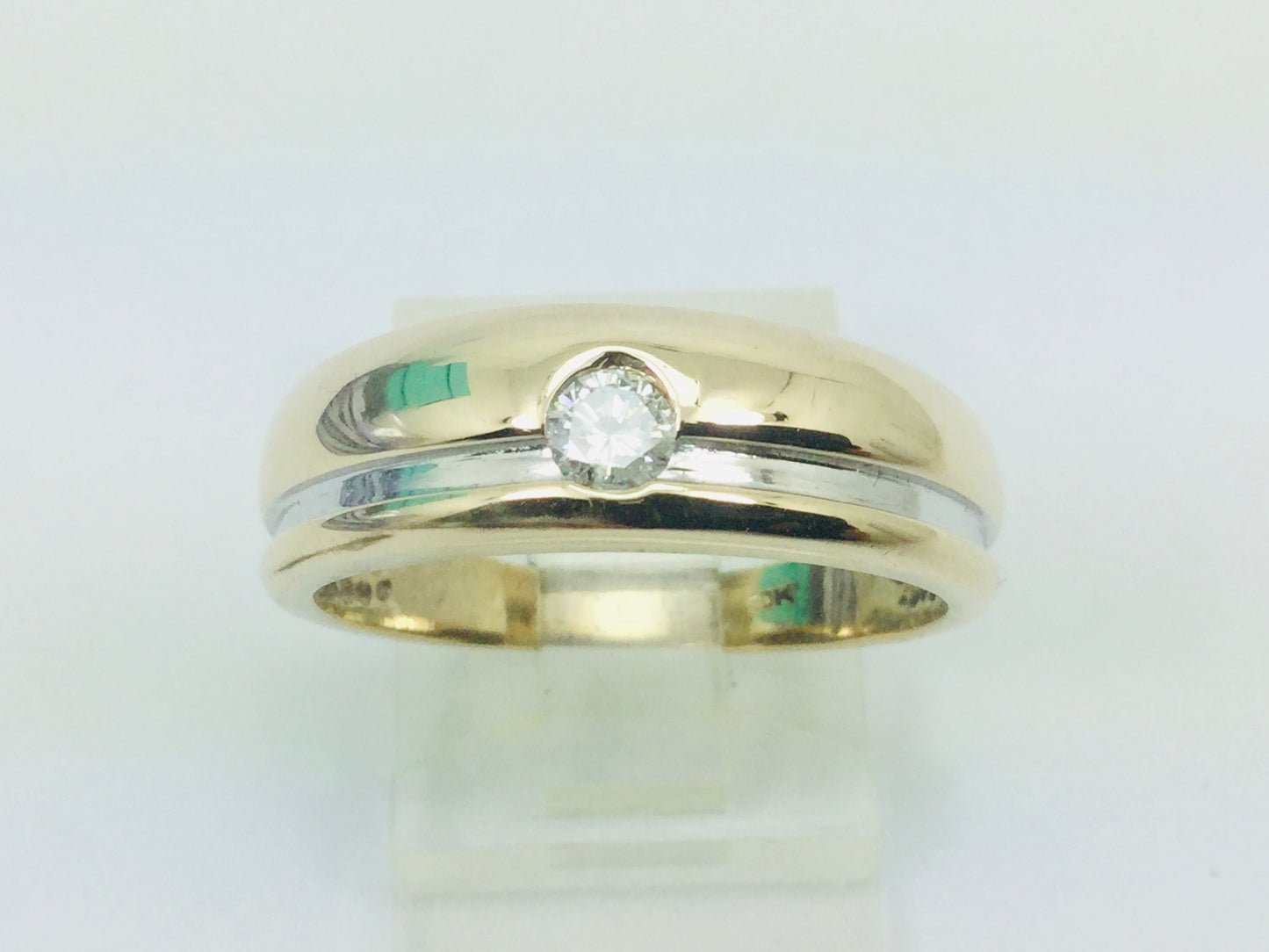 10k Yellow and White Gold Round Cut 16pt Diamond Solitaire Ring
