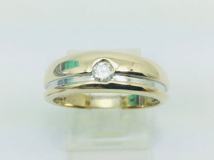 10k Yellow and White Gold Round Cut 16pt Diamond Solitaire Ring