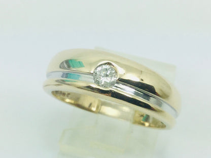 10k Yellow and White Gold Round Cut 16pt Diamond Solitaire Ring