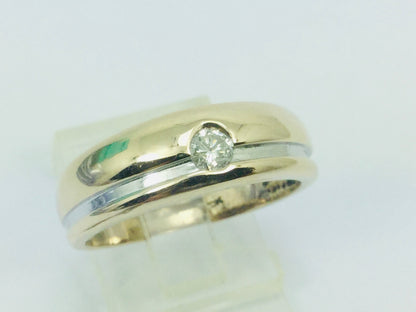 10k Yellow and White Gold Round Cut 16pt Diamond Solitaire Ring