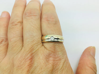 10k Yellow and White Gold Round Cut 16pt Diamond Solitaire Ring