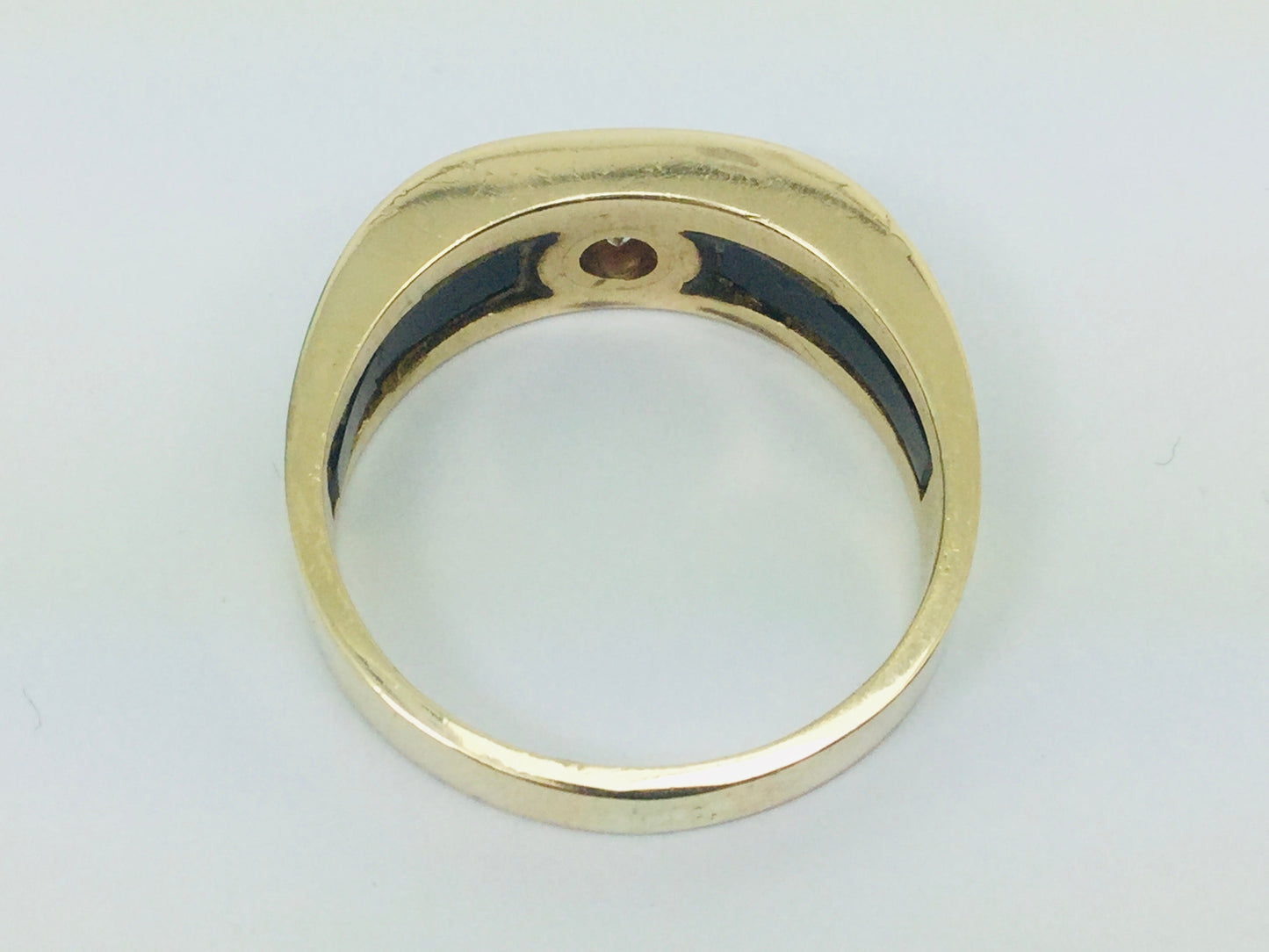 14k Yellow Gold Round Cut 25pt Diamond Solitaire & Black Onyx Ring