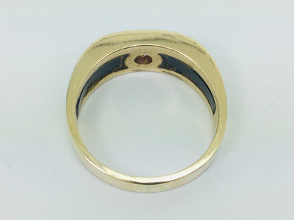 14k Yellow Gold Round Cut 25pt Diamond Solitaire & Black Onyx Ring