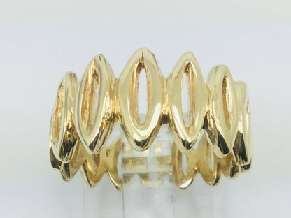 10k Yellow Gold 11.2mm Custom Pattern Band Ring