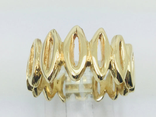10k Yellow Gold 11.2mm Custom Pattern Band Ring