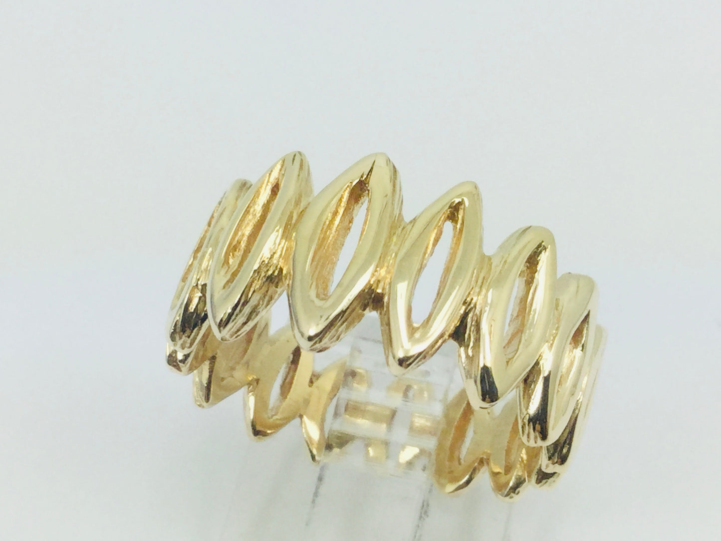 10k Yellow Gold 11.2mm Custom Pattern Band Ring