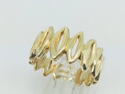 10k Yellow Gold 11.2mm Custom Pattern Band Ring