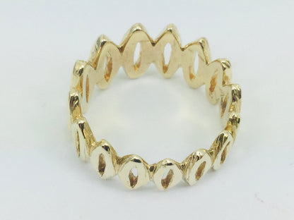 10k Yellow Gold 11.2mm Custom Pattern Band Ring