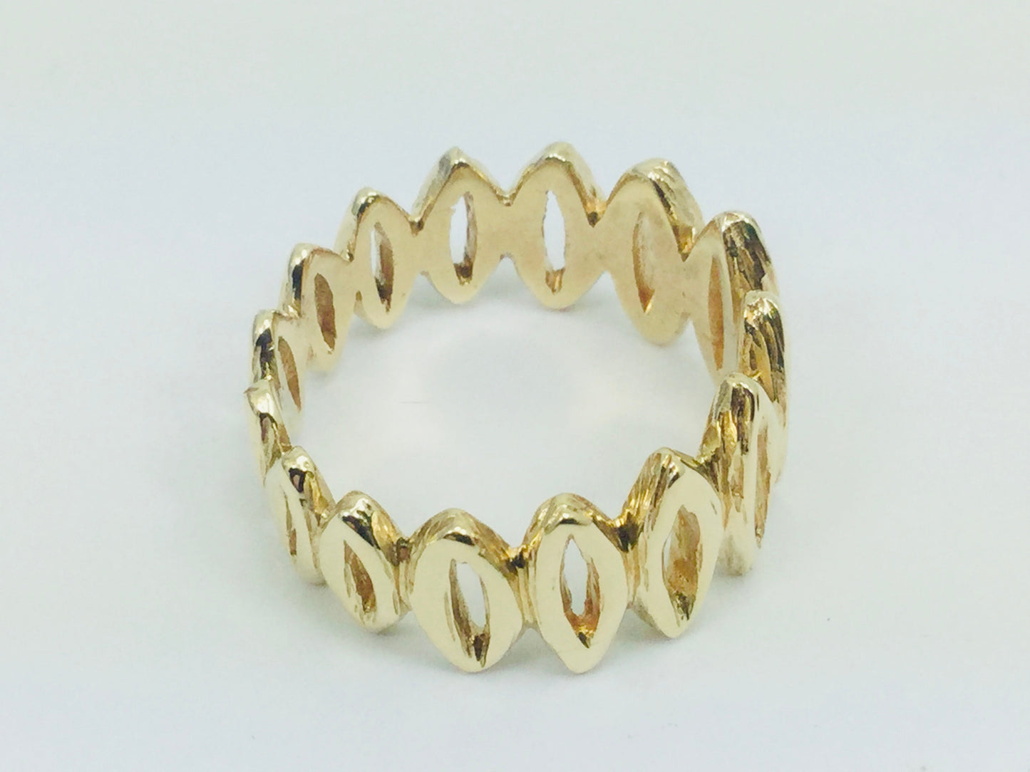 10k Yellow Gold 11.2mm Custom Pattern Band Ring