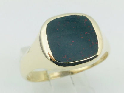 14k Yellow Gold Square Cut Bloodstone Ring
