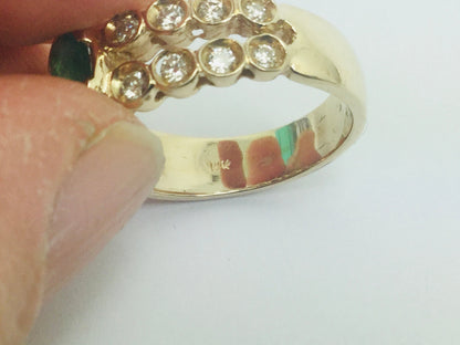 14k Yellow Gold Oval Cut 0.50ct Emerald May Birthstone & 0.40ct Diamond Row Set Ring