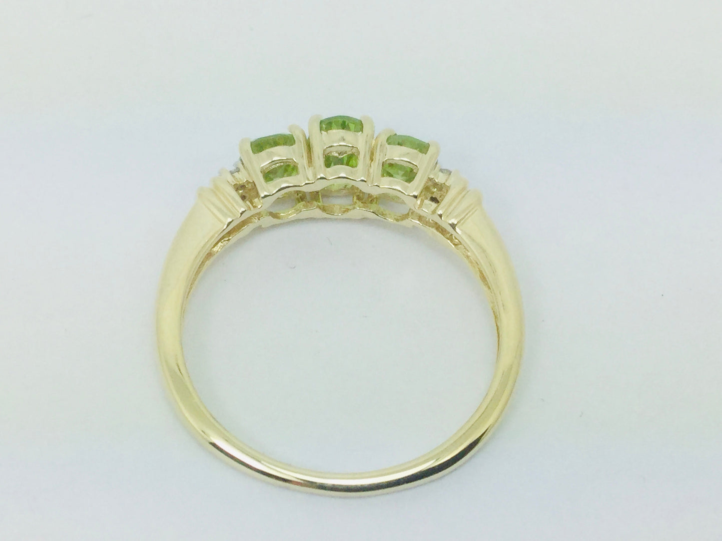 14k Yellow Gold Oval Cut 1.3ct Peridot August Birthstone & 2pt Diamond Halo Ring