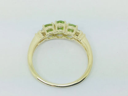 14k Yellow Gold Oval Cut 1.3ct Peridot August Birthstone & 2pt Diamond Halo Ring