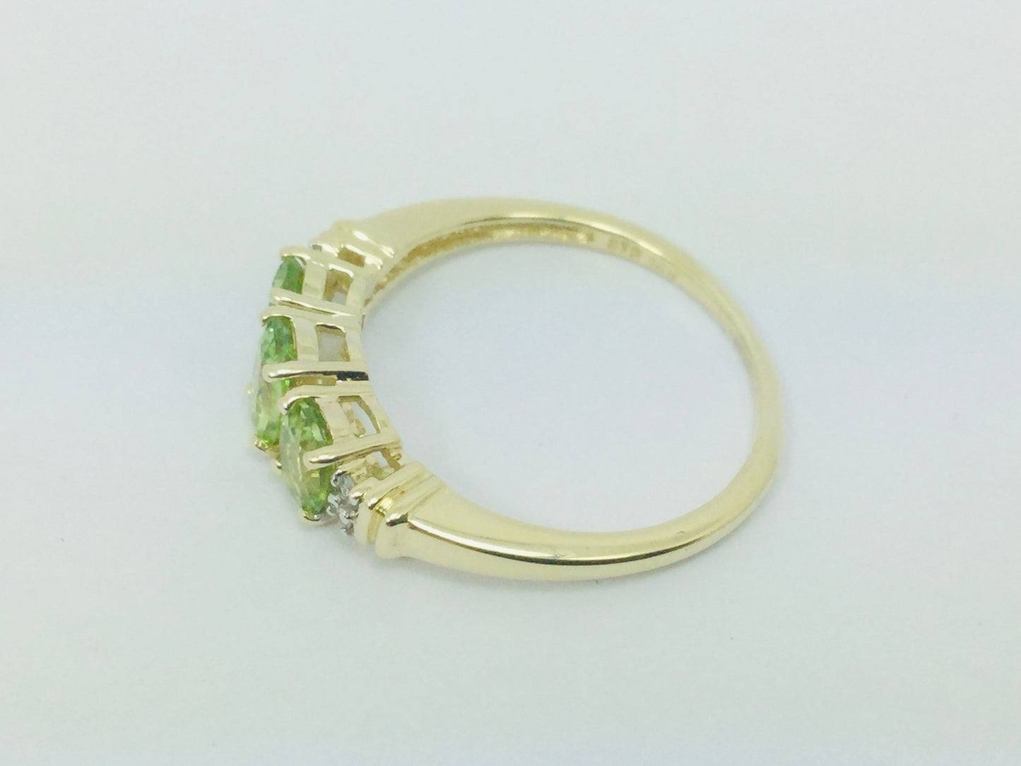 14k Yellow Gold Oval Cut 1.3ct Peridot August Birthstone & 2pt Diamond Halo Ring