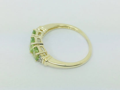 14k Yellow Gold Oval Cut 1.3ct Peridot August Birthstone & 2pt Diamond Halo Ring