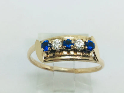 14k Yellow Gold Round Cut September Birthstone & Cubic Zirconia (CZ) Ring