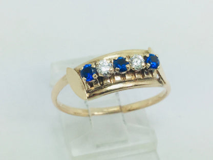 14k Yellow Gold Round Cut September Birthstone & Cubic Zirconia (CZ) Ring