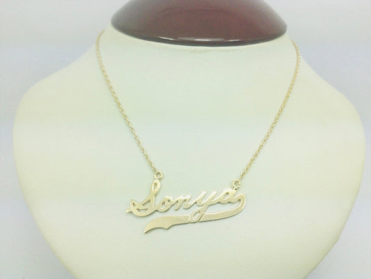 14k Yellow Gold 'Sonya' Cursive Name Necklace