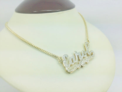 10k Yellow Gold Round Cut 0.68ct Diamond 'Carol' Name Necklace