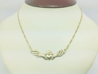 9k Yellow Gold Claddagh Irish Necklace