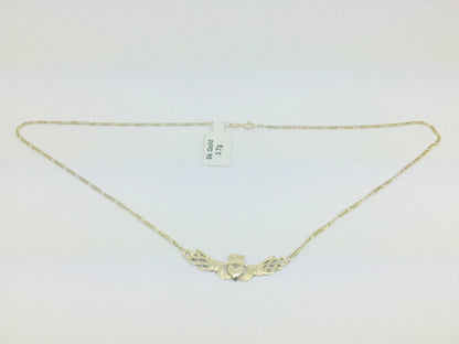 9k Yellow Gold Claddagh Irish Necklace