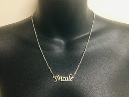 10k White Gold Round Cut 3pt Smoky Topaz 'Nicole' Name Necklace