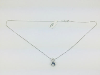 Platinum Round Cut 25pt Sapphire & Diamond Pendent and 14k White Gold Chain