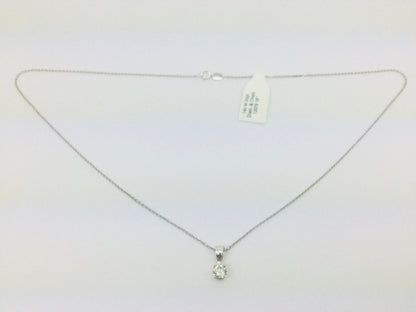 14k White Gold Round Cut 0.3ct Diamond Solitaire Necklace