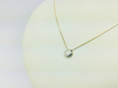 14k Yellow and White Gold Round Cut 6pt Diamond Solitaire Necklace