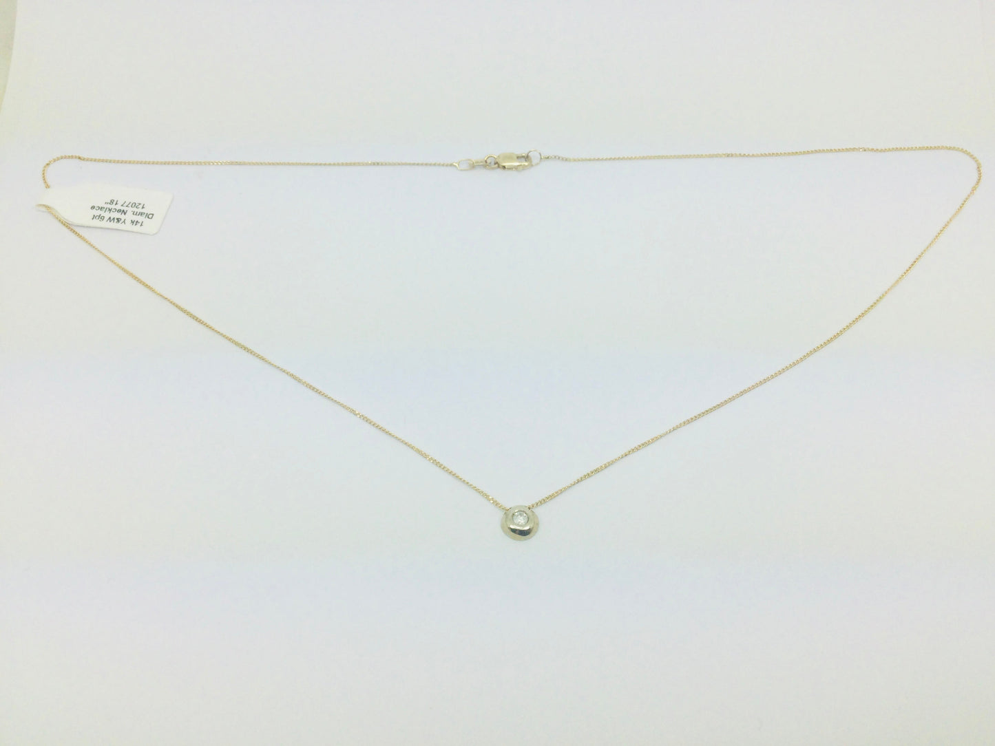 14k Yellow and White Gold Round Cut 6pt Diamond Solitaire Necklace