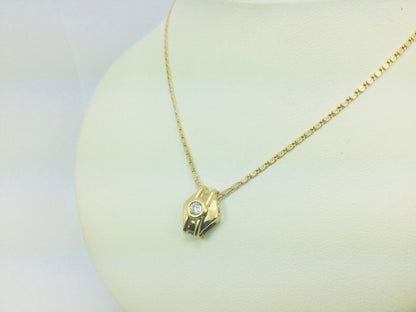 14k Yellow Gold Round Cut 10pt Diamond Solitaire Necklace