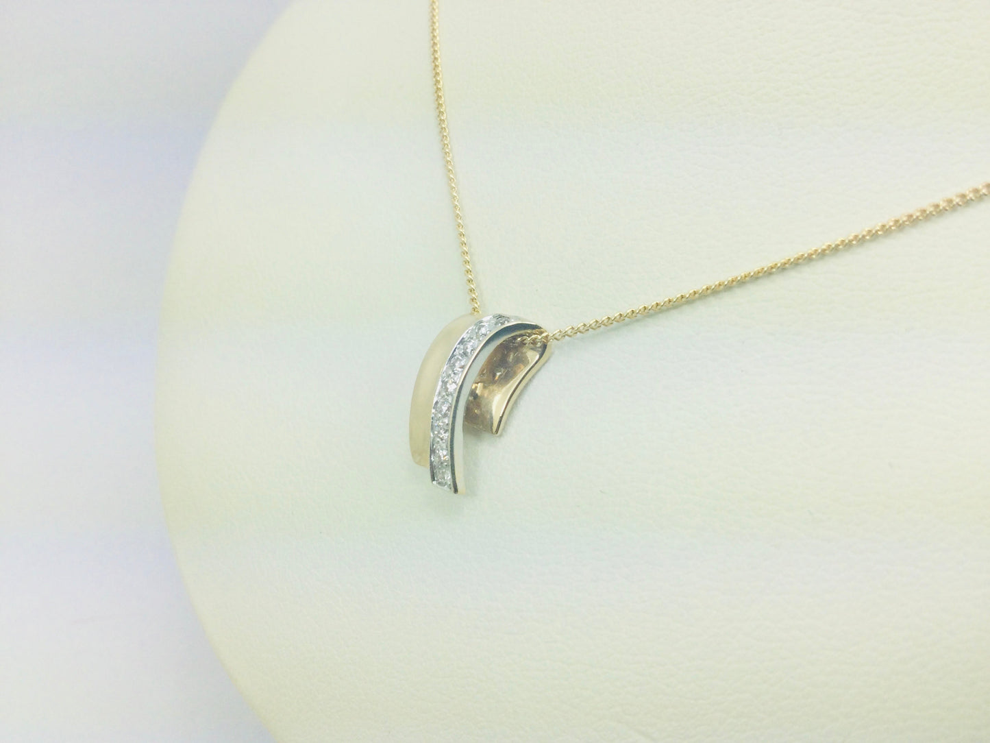 10k Yellow and White Gold Round Cut 28pt Diamond Necklace and Earring Set
